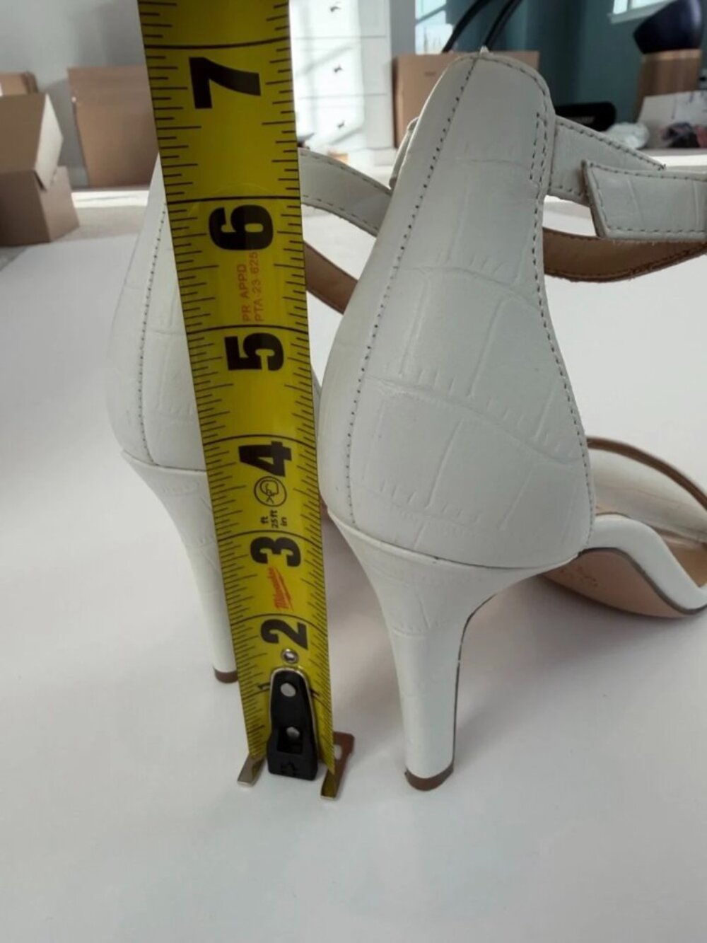 Naturalizer White Ankle-Strap Croc-Embossed Heeled Sandals - Picture 7 of 7